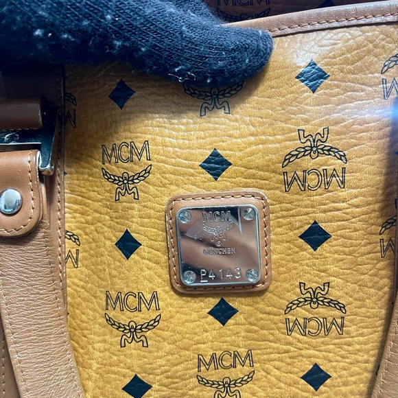 MCM Tan and Brown Logo Tote Bag - Picture 10 of 12